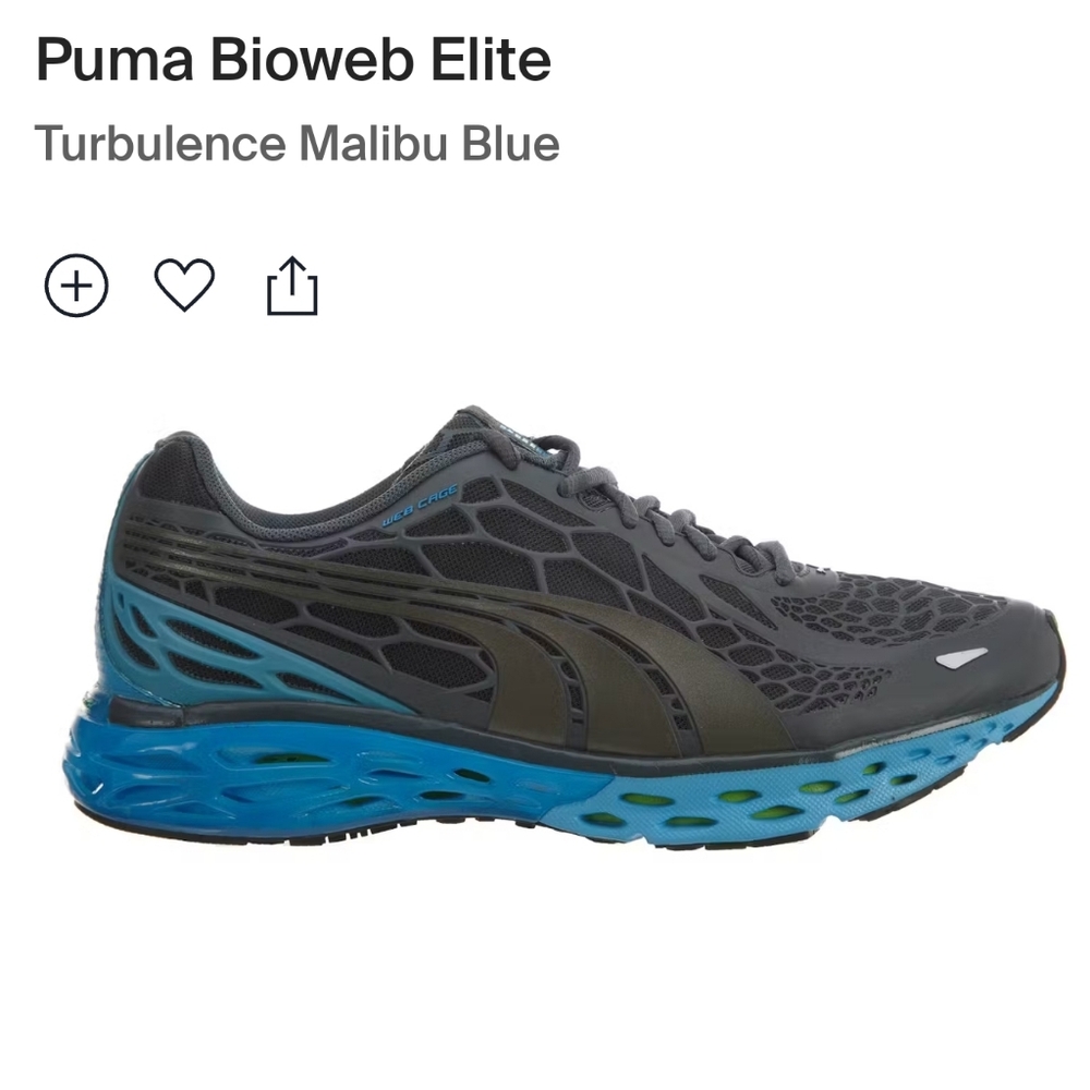Puma Bioweb Elite Gray Turquoise Blue Ortholite Running Tennis Sneaker Shoes 8.5